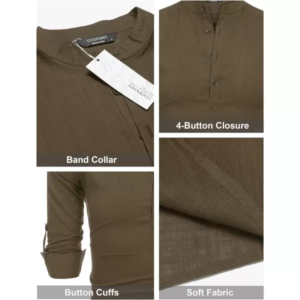 COOFANDY Men's Cotton Linen Henley Shirt Long Sleeve Hippie Casual Beach T Shirts