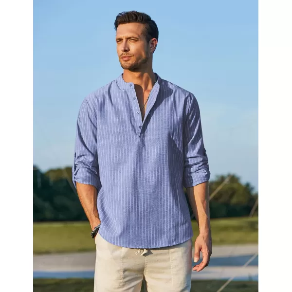 COOFANDY Men's Cotton Linen Henley Shirt Long Sleeve Hippie Casual Beach T Shirts