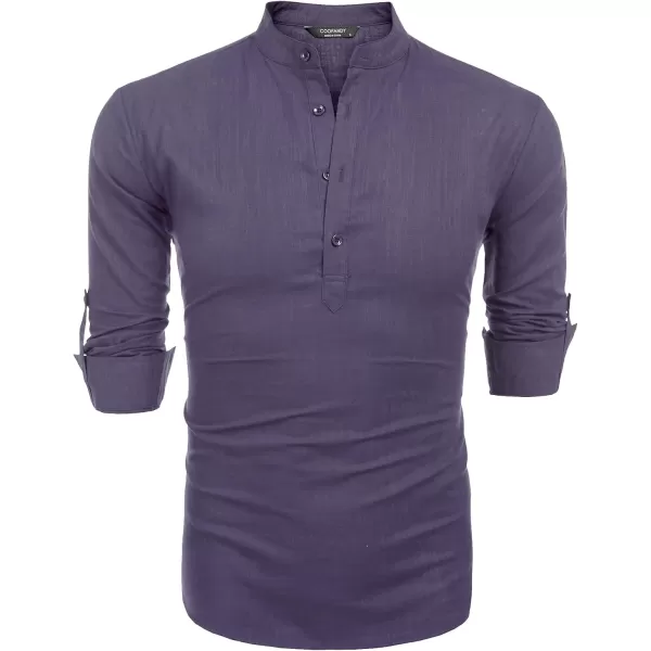 COOFANDY Men's Cotton Linen Henley Shirt Long Sleeve Hippie Casual Beach T Shirts
