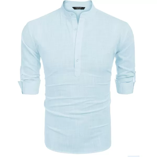 COOFANDY Men's Cotton Linen Henley Shirt Long Sleeve Hippie Casual Beach T Shirts