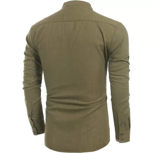 COOFANDY Men's Cotton Linen Henley Shirt Long Sleeve Hippie Casual Beach T Shirts