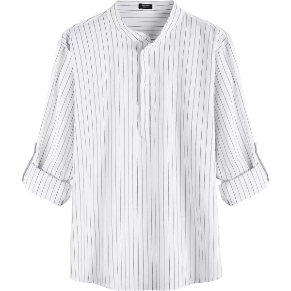 COOFANDY Men's Cotton Linen Henley Shirt Long Sleeve Hippie Casual Beach T Shirts