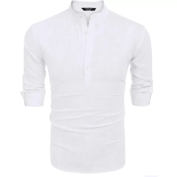 COOFANDY Men's Cotton Linen Henley Shirt Long Sleeve Hippie Casual Beach T Shirts