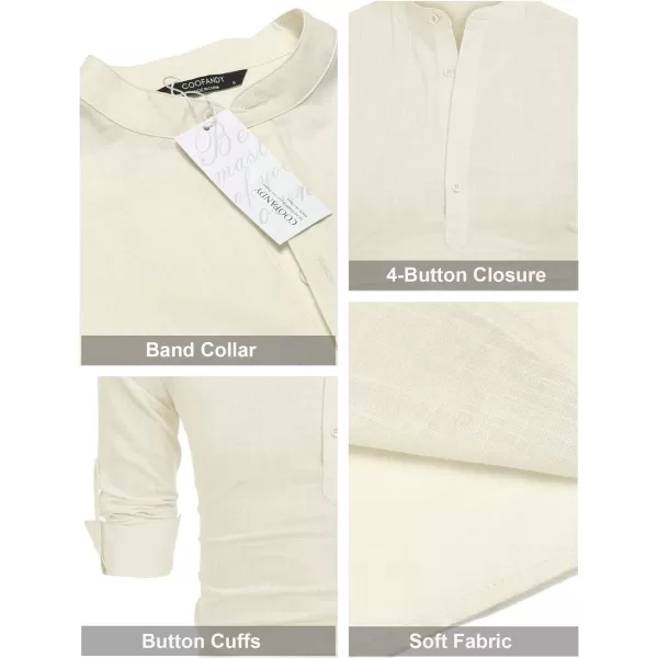 COOFANDY Men's Cotton Linen Henley Shirt Long Sleeve Hippie Casual Beach T Shirts