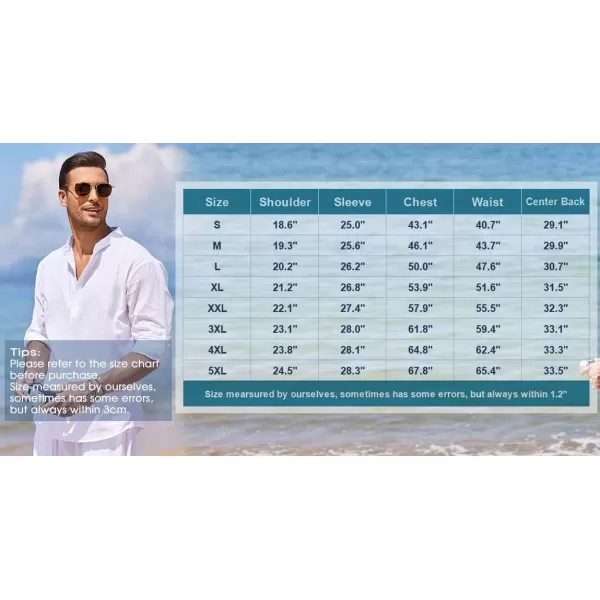 COOFANDY Men's Cotton Linen Henley Shirt Long Sleeve Hippie Casual Beach T Shirts