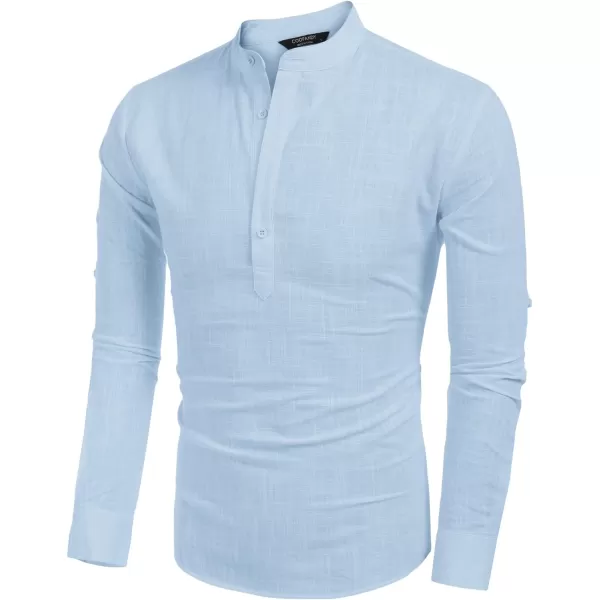 COOFANDY Men's Cotton Linen Henley Shirt Long Sleeve Hippie Casual Beach T Shirts
