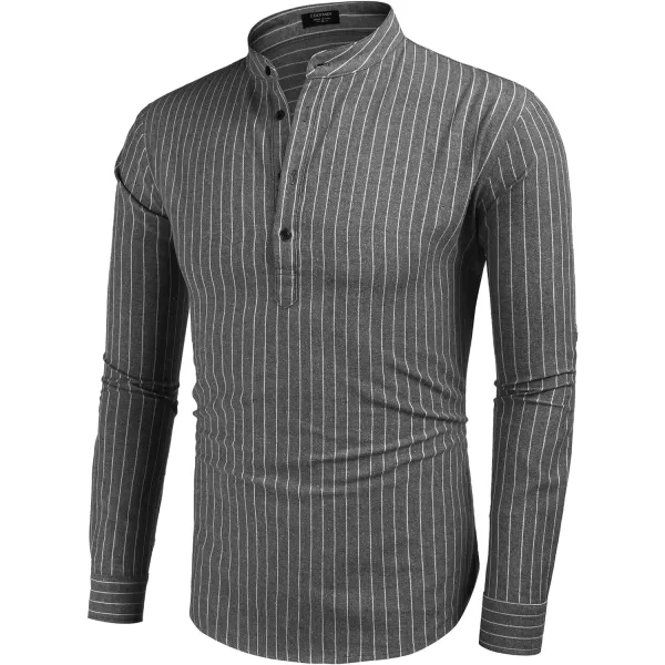 COOFANDY Men's Cotton Linen Henley Shirt Long Sleeve Hippie Casual Beach T Shirts
