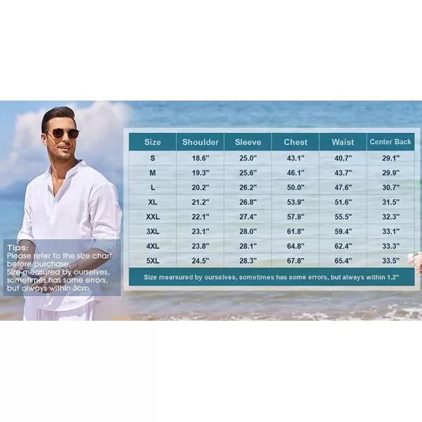 COOFANDY Men's Cotton Linen Henley Shirt Long Sleeve Hippie Casual Beach T Shirts