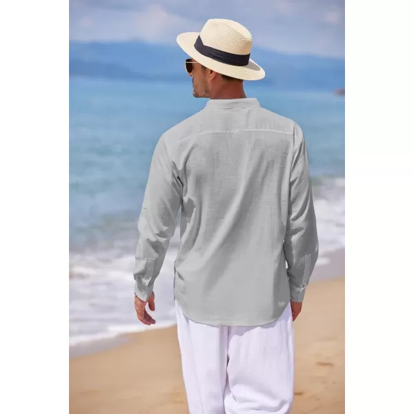 COOFANDY Men's Cotton Linen Henley Shirt Long Sleeve Hippie Casual Beach T Shirts