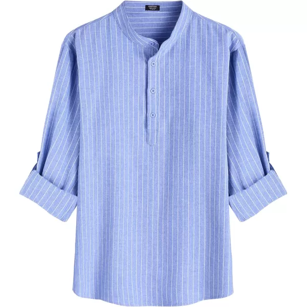 COOFANDY Men's Cotton Linen Henley Shirt Long Sleeve Hippie Casual Beach T Shirts