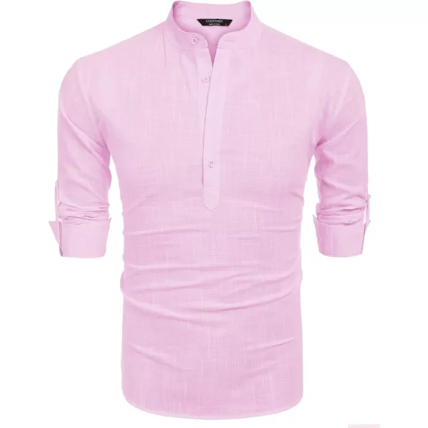 COOFANDY Men's Cotton Linen Henley Shirt Long Sleeve Hippie Casual Beach T Shirts