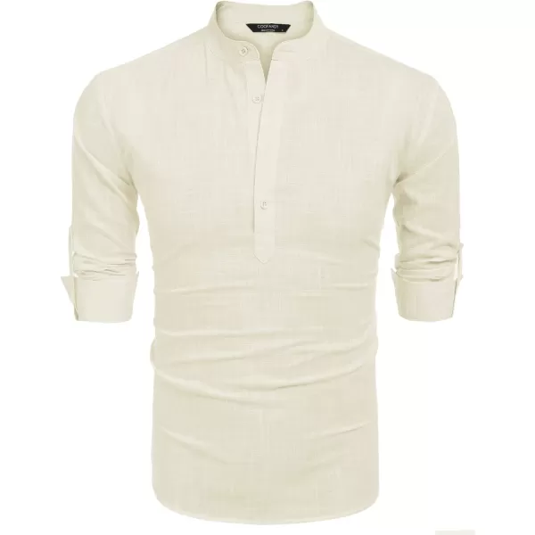 COOFANDY Men's Cotton Linen Henley Shirt Long Sleeve Hippie Casual Beach T Shirts