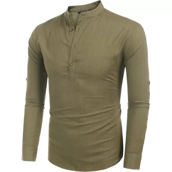 COOFANDY Men's Cotton Linen Henley Shirt Long Sleeve Hippie Casual Beach T Shirts