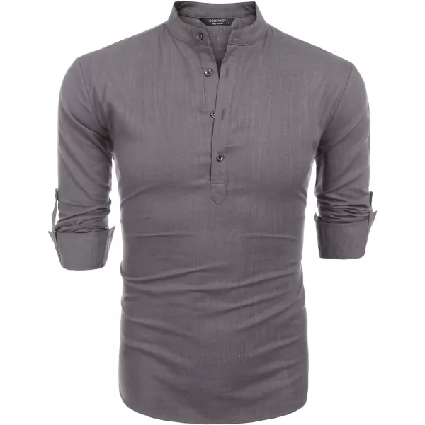 COOFANDY Men's Cotton Linen Henley Shirt Long Sleeve Hippie Casual Beach T Shirts