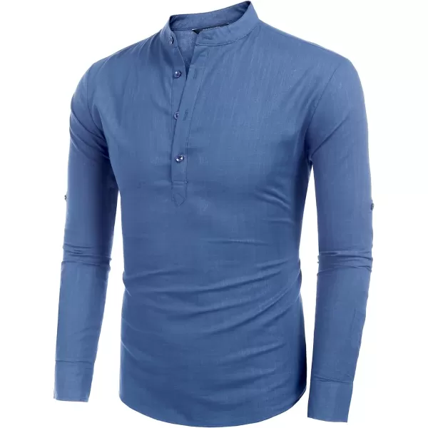 COOFANDY Men's Cotton Linen Henley Shirt Long Sleeve Hippie Casual Beach T Shirts