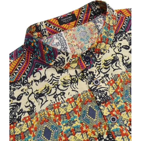 COOFANDY Men's Cotton Linen Henley Shirt Long Sleeve Hippie Casual Beach T Shirts