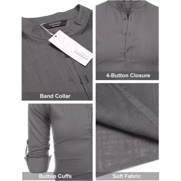 COOFANDY Men's Cotton Linen Henley Shirt Long Sleeve Hippie Casual Beach T Shirts