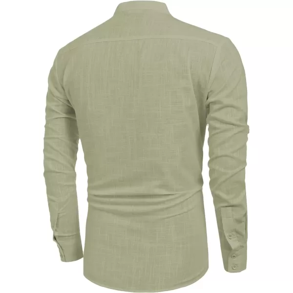 COOFANDY Men's Cotton Linen Henley Shirt Long Sleeve Hippie Casual Beach T Shirts