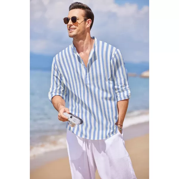 COOFANDY Men's Cotton Linen Henley Shirt Long Sleeve Hippie Casual Beach T Shirts