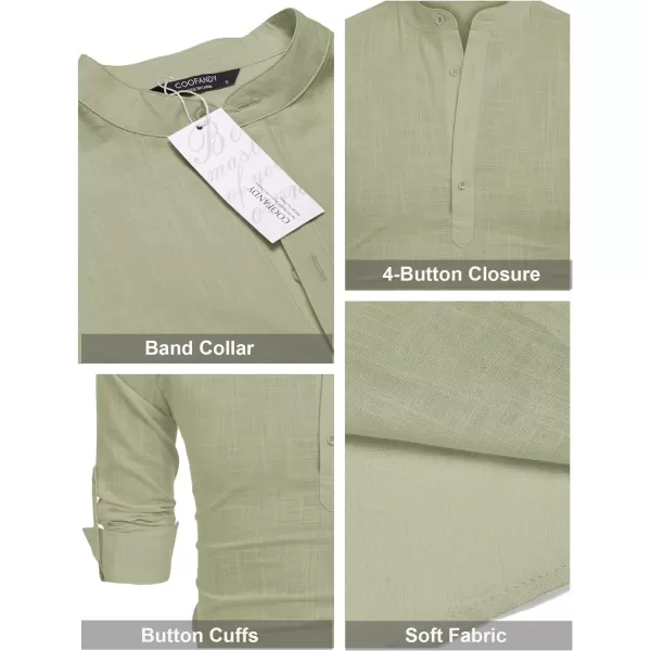 COOFANDY Men's Cotton Linen Henley Shirt Long Sleeve Hippie Casual Beach T Shirts