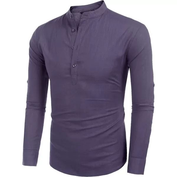 COOFANDY Men's Cotton Linen Henley Shirt Long Sleeve Hippie Casual Beach T Shirts
