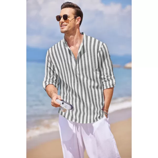 COOFANDY Men's Cotton Linen Henley Shirt Long Sleeve Hippie Casual Beach T Shirts