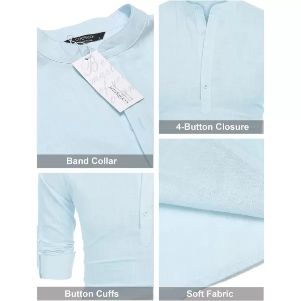 COOFANDY Men's Cotton Linen Henley Shirt Long Sleeve Hippie Casual Beach T Shirts