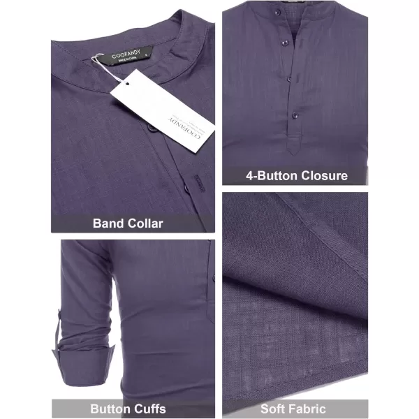 COOFANDY Men's Cotton Linen Henley Shirt Long Sleeve Hippie Casual Beach T Shirts