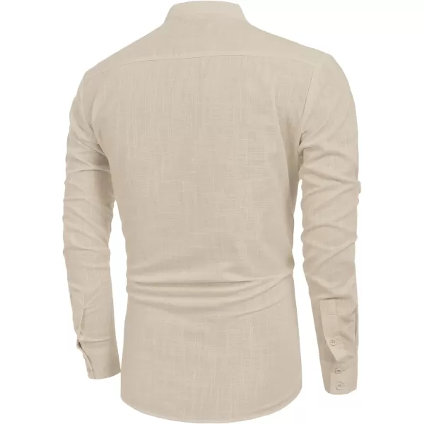 COOFANDY Men's Cotton Linen Henley Shirt Long Sleeve Hippie Casual Beach T Shirts