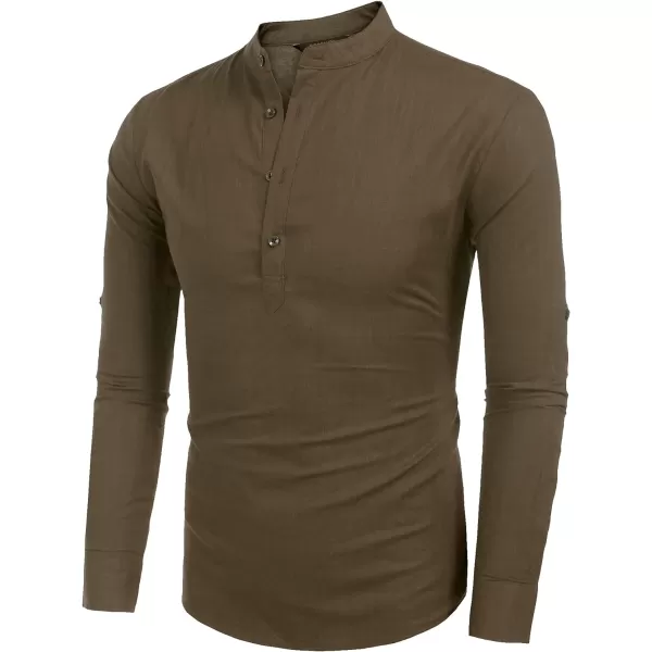 COOFANDY Men's Cotton Linen Henley Shirt Long Sleeve Hippie Casual Beach T Shirts