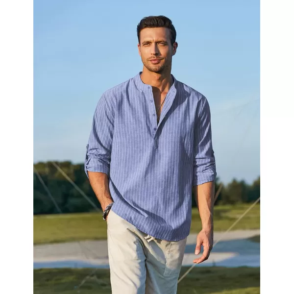 COOFANDY Men's Cotton Linen Henley Shirt Long Sleeve Hippie Casual Beach T Shirts