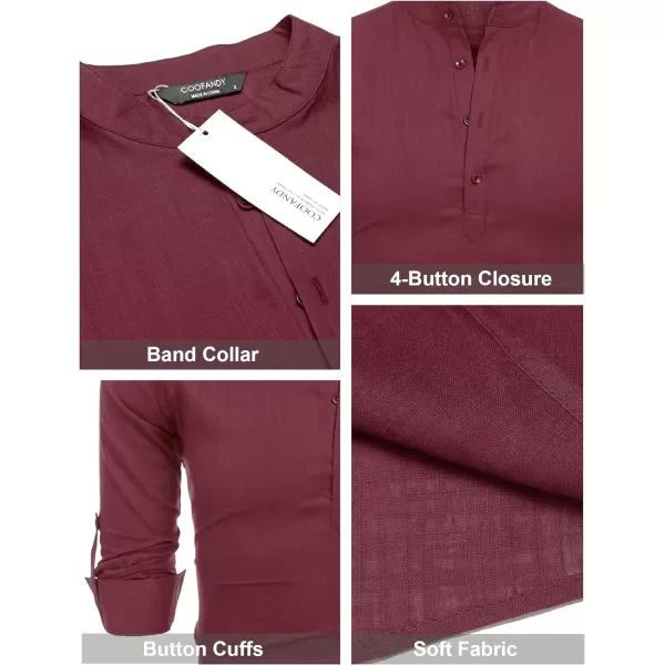 COOFANDY Men's Cotton Linen Henley Shirt Long Sleeve Hippie Casual Beach T Shirts