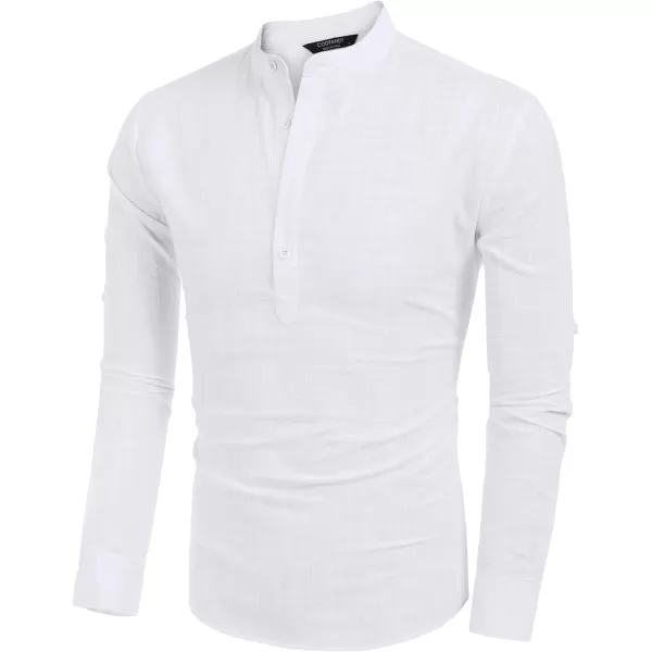 COOFANDY Men's Cotton Linen Henley Shirt Long Sleeve Hippie Casual Beach T Shirts