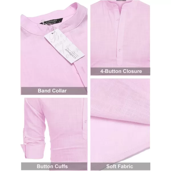 COOFANDY Men's Cotton Linen Henley Shirt Long Sleeve Hippie Casual Beach T Shirts