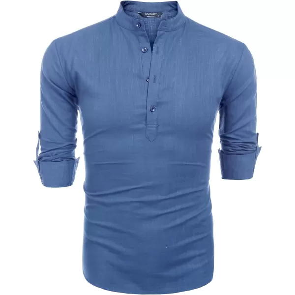 COOFANDY Men's Cotton Linen Henley Shirt Long Sleeve Hippie Casual Beach T Shirts