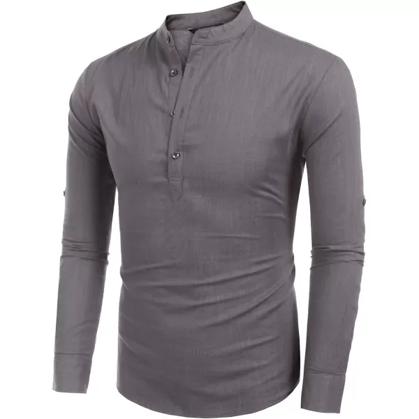 COOFANDY Men's Cotton Linen Henley Shirt Long Sleeve Hippie Casual Beach T Shirts