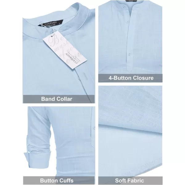 COOFANDY Men's Cotton Linen Henley Shirt Long Sleeve Hippie Casual Beach T Shirts