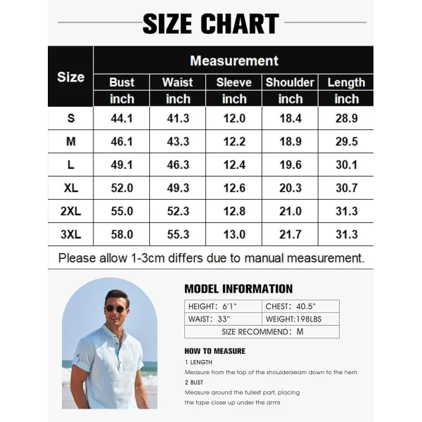 COOFANDY Men's Cotton Linen Henley Shirt Short Sleeve Hippie Casual Band Collar Summer Beach T-Shirts