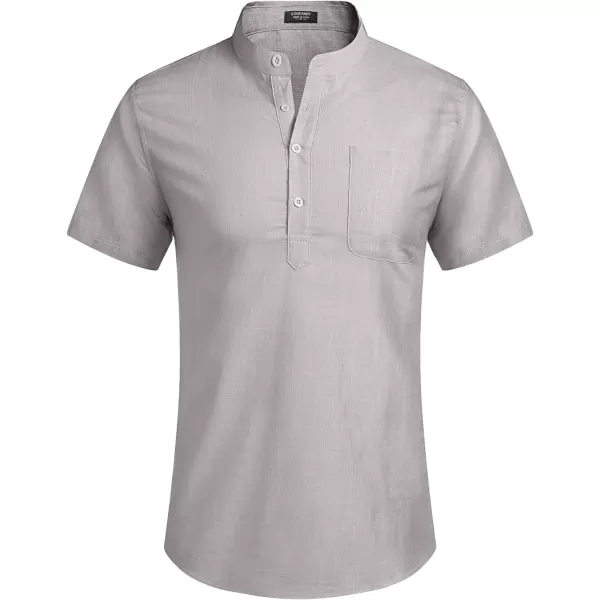 COOFANDY Men's Cotton Linen Henley Shirt Short Sleeve Hippie Casual Beach T-Shirts with Pocket