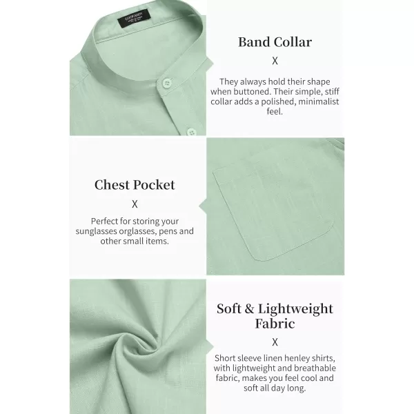 COOFANDY Men's Cotton Linen Henley Shirt Short Sleeve Hippie Casual Beach T-Shirts with Pocket