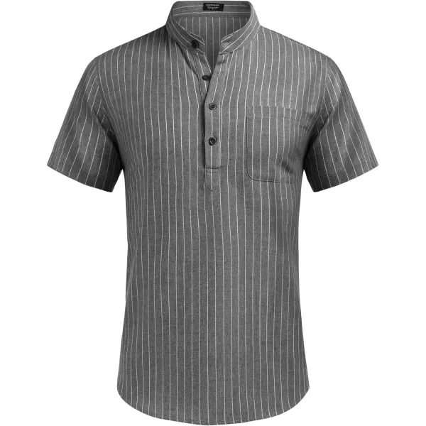 COOFANDY Men's Cotton Linen Henley Shirt Short Sleeve Hippie Casual Beach T-Shirts with Pocket
