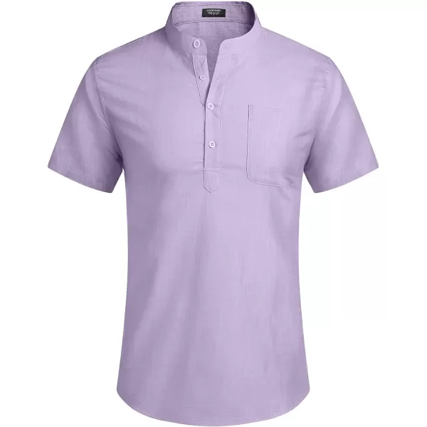 COOFANDY Men's Cotton Linen Henley Shirt Short Sleeve Hippie Casual Beach T-Shirts with Pocket