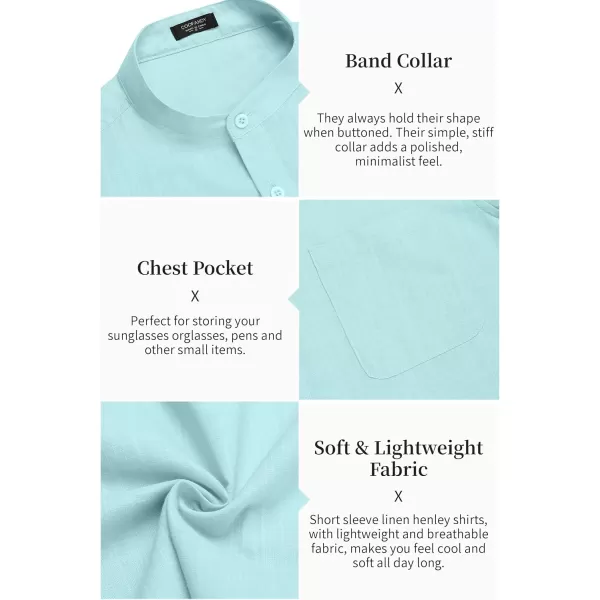 COOFANDY Men's Cotton Linen Henley Shirt Short Sleeve Hippie Casual Beach T-Shirts with Pocket