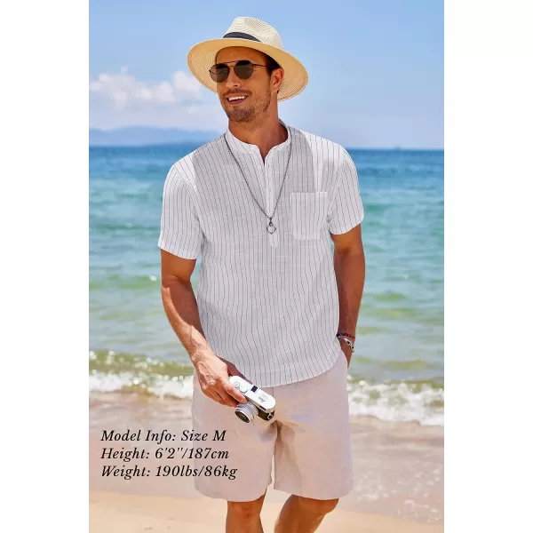 COOFANDY Men's Cotton Linen Henley Shirt Short Sleeve Hippie Casual Beach T-Shirts with Pocket