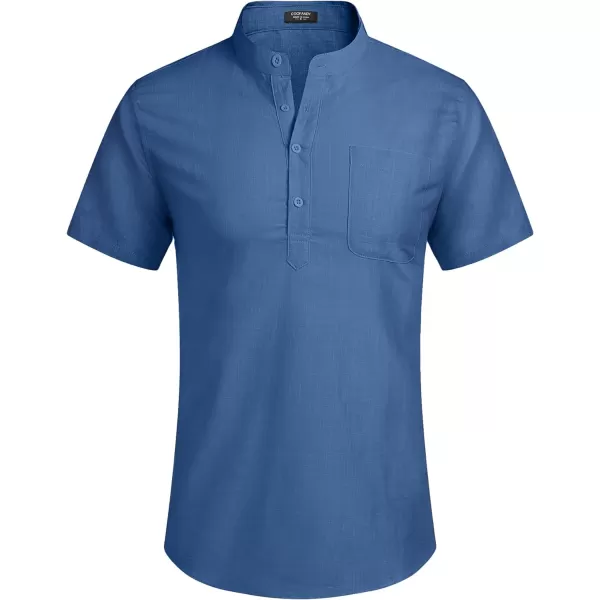 COOFANDY Men's Cotton Linen Henley Shirt Short Sleeve Hippie Casual Beach T-Shirts with Pocket