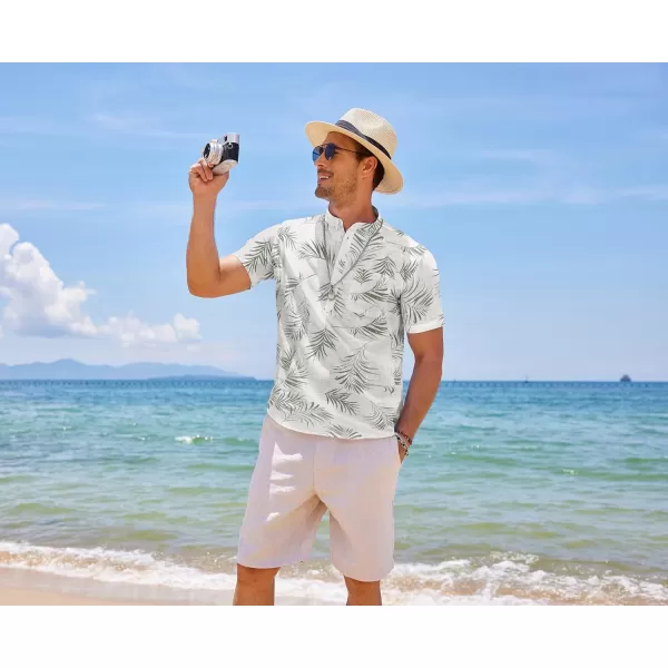 COOFANDY Men's Cotton Linen Henley Shirt Short Sleeve Hippie Casual Beach T-Shirts with Pocket