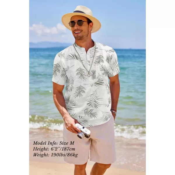 COOFANDY Men's Cotton Linen Henley Shirt Short Sleeve Hippie Casual Beach T-Shirts with Pocket