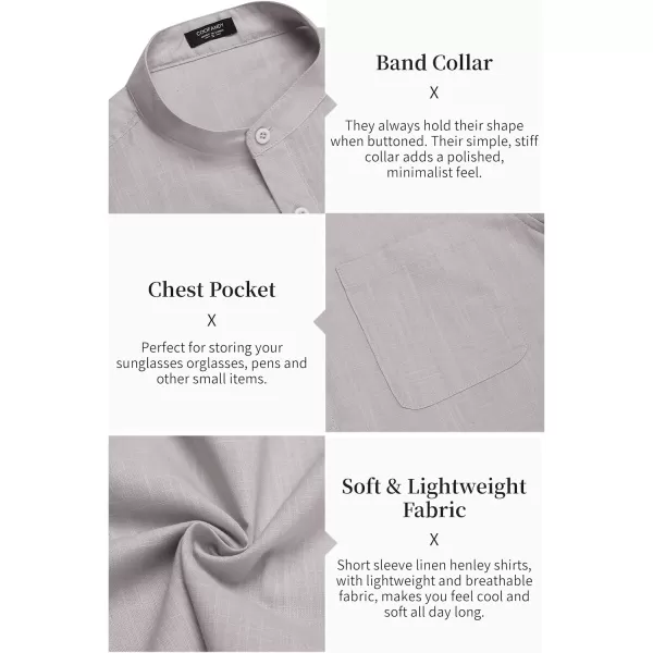 COOFANDY Men's Cotton Linen Henley Shirt Short Sleeve Hippie Casual Beach T-Shirts with Pocket