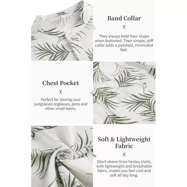 COOFANDY Men's Cotton Linen Henley Shirt Short Sleeve Hippie Casual Beach T-Shirts with Pocket