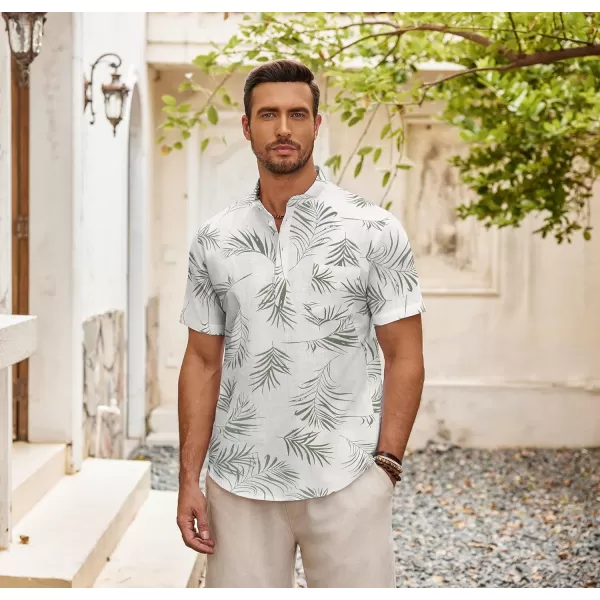 COOFANDY Men's Cotton Linen Henley Shirt Short Sleeve Hippie Casual Beach T-Shirts with Pocket